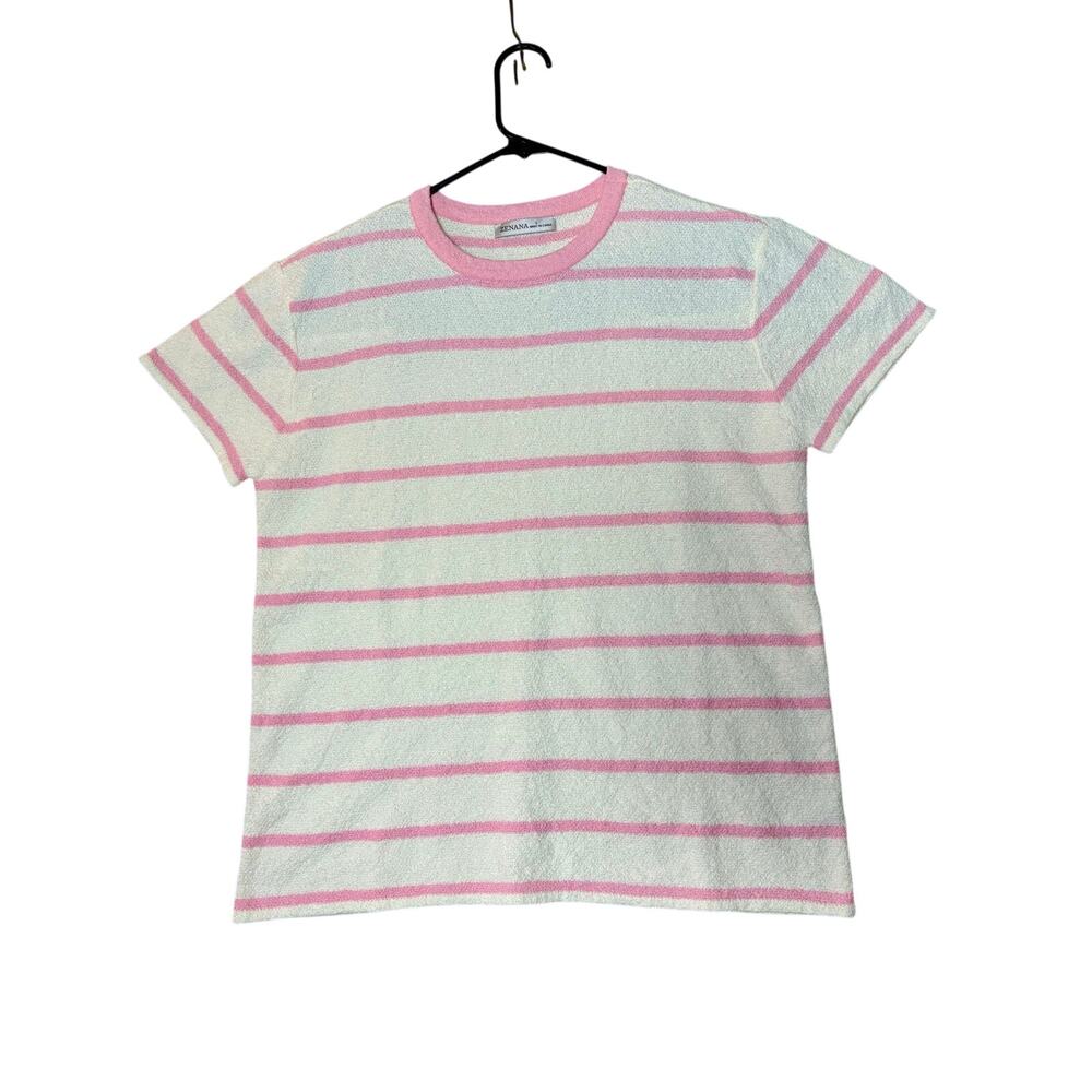 New in Poly - Ivory/Light Pink Terry Knit by Zenana - Small
